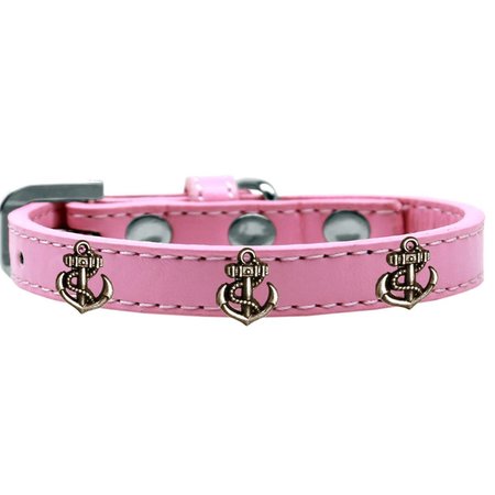 MIRAGE PET PRODUCTS Bronze Anchor Widget Dog CollarLight Pink Size 10 631-23 LPK10
